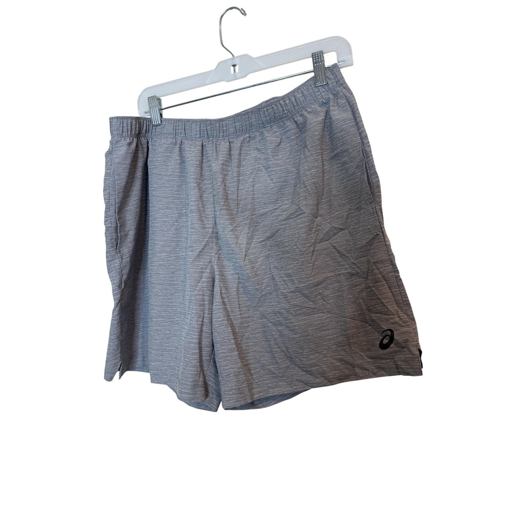 Asics‎ Running Shorts Mens Large Gray 8 Inch Stretch Zip Pocket Athletic